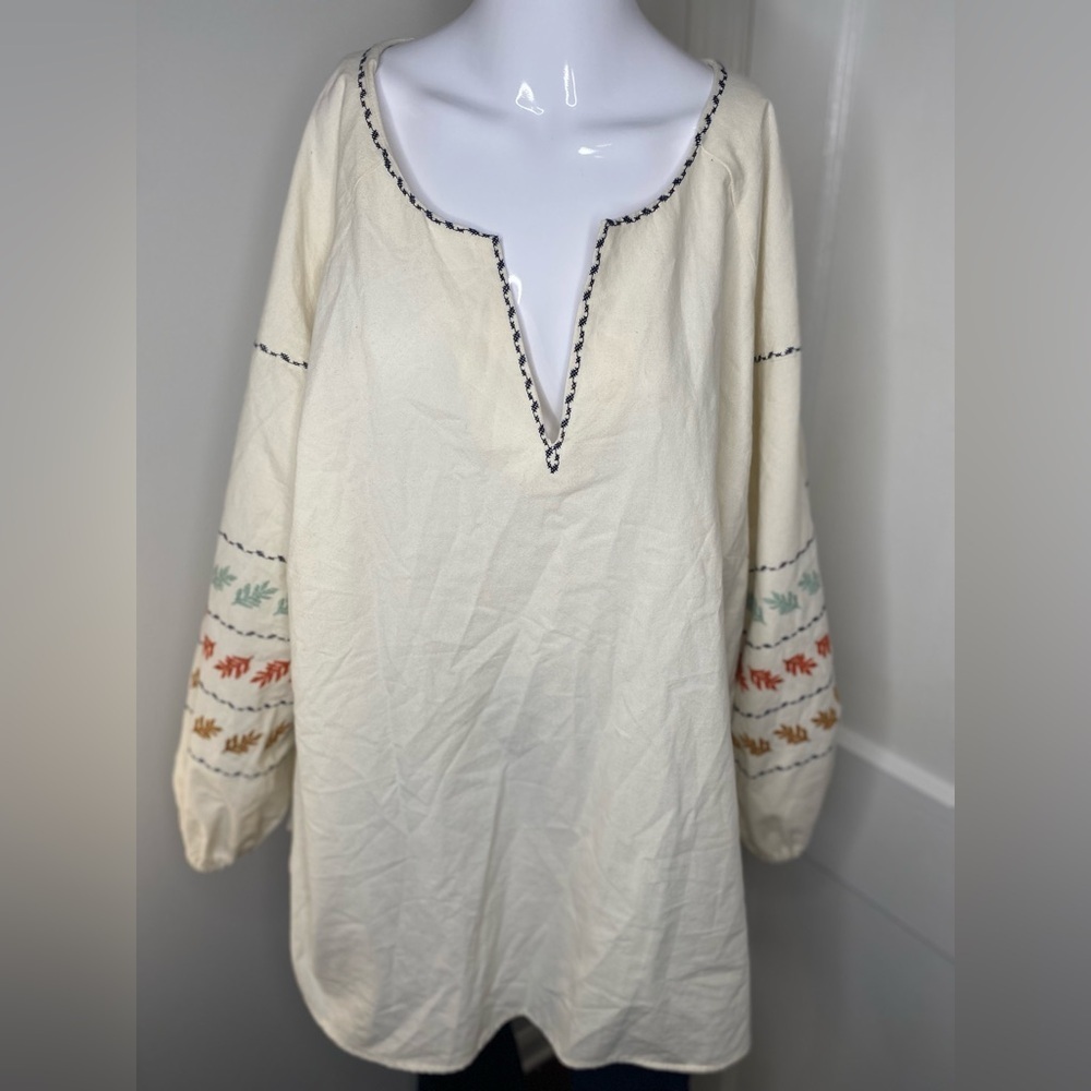 MADEWELL Embroidered Puff Sleeve White Blouse